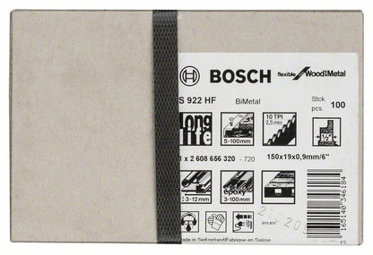 Lame de scie alternative BOSCH S 922 HF longueur 150 mm largeur 19 mm (8000343752)