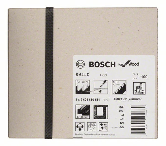 Lame de scie alternative BOSCH S 644 D longueur 150 mm largeur 19 mm (8000343831)