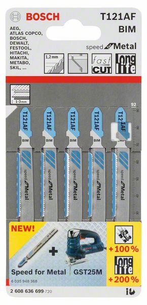 BOSCH Stichsägeblatt T 121 AF Gesamtlänge 92 mm ( 8000345980 )