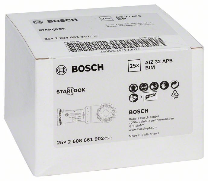 Lame de scie plongeante BOSCH AIZ 32 APB largeur 32 mm profondeur d'immersion 50 mm (8000346221)