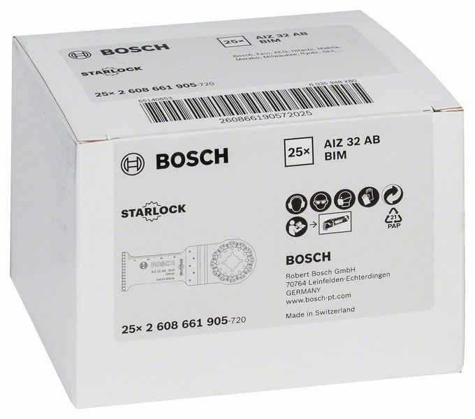 Lame de scie plongeante BOSCH AIZ 32 AB largeur 32 mm profondeur d'immersion 50 mm (8000346229)