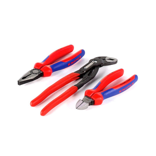 KNIPEX  - Zangenset mit 1x Kombizange, 1x Seitenschneider und 1x Rohrzange ( Bestseller-Paket 00 20 09 V01 ) - Toolbrothers