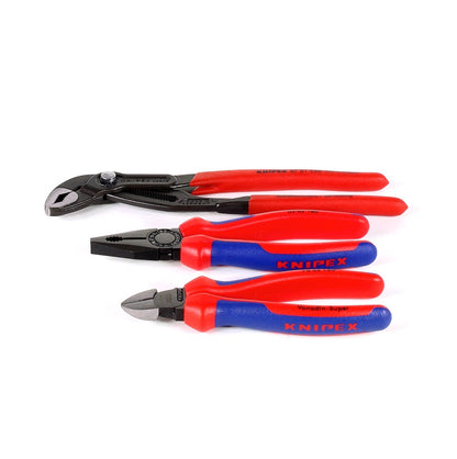 KNIPEX  - Zangenset mit 1x Kombizange, 1x Seitenschneider und 1x Rohrzange ( Bestseller-Paket 00 20 09 V01 ) - Toolbrothers