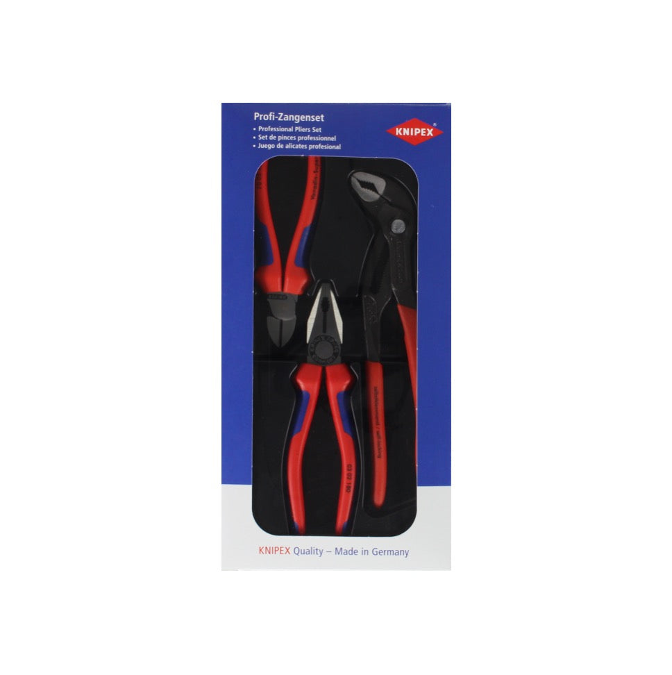 KNIPEX  - Zangenset mit 1x Kombizange, 1x Seitenschneider und 1x Rohrzange ( Bestseller-Paket 00 20 09 V01 ) - Toolbrothers