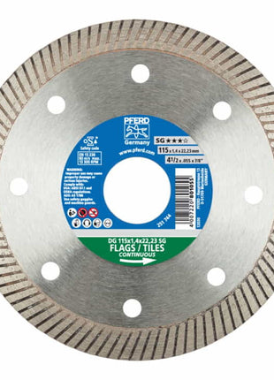 Disco de corte diamantado PFERD DG SG Ø 125 mm diámetro 22,23 mm (8000429371)