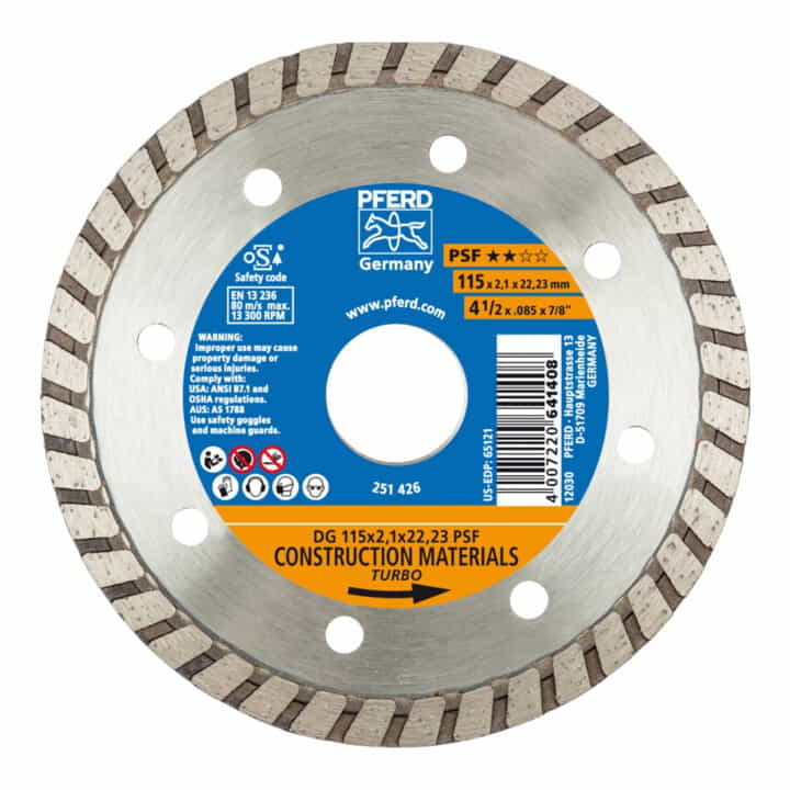 Disque à tronçonner diamanté PFERD DG PSF Ø 125 mm alésage 22,23 mm (8000429386)