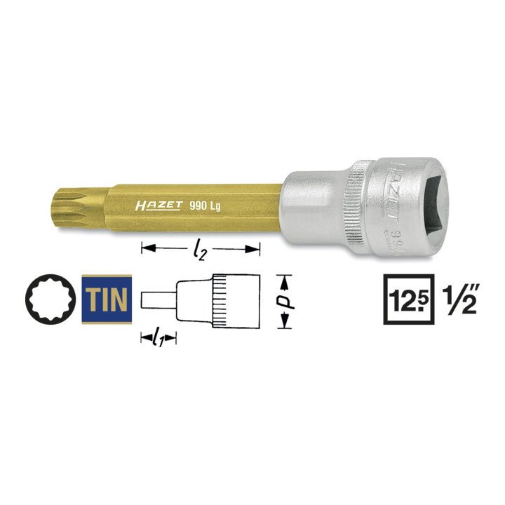 HAZET insert de clé à douille 990LG-6 1/2″ multi-dents interne (8000466700)