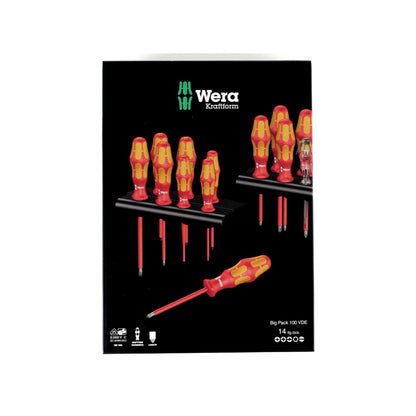 Wera Kraftform Big Pack 100 VDE Schraubendreher Set 14-tlg. + 2x Rack Wandhalterung ( 05105631001 ) - Toolbrothers