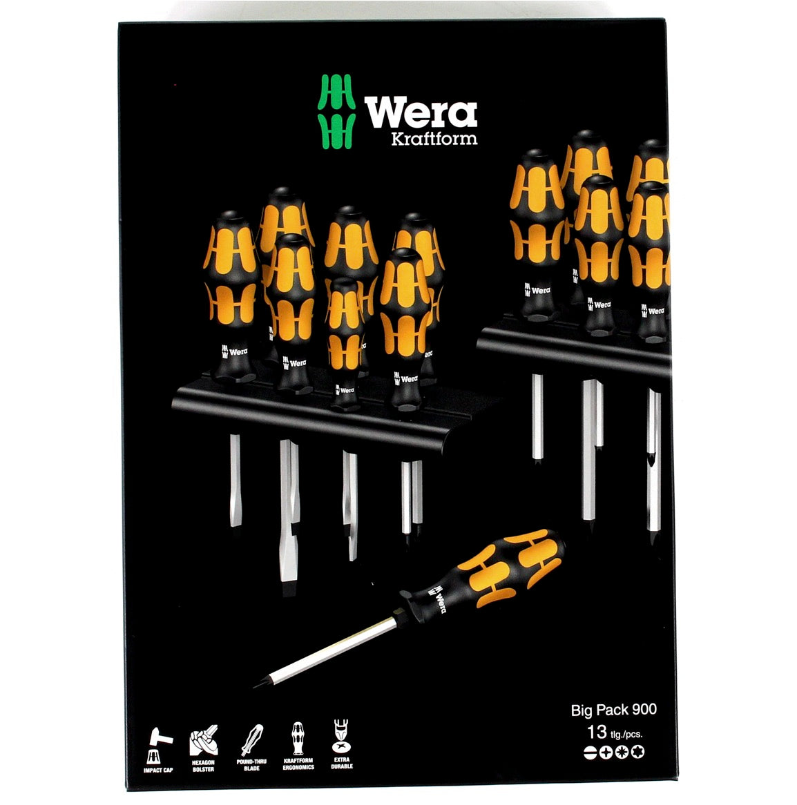 Wera Kraftform Big Pack 900 Schraubendreher Schraubmeißel Set + 2x Rack Wandhalterung ( 05133285001 ) - Toolbrothers