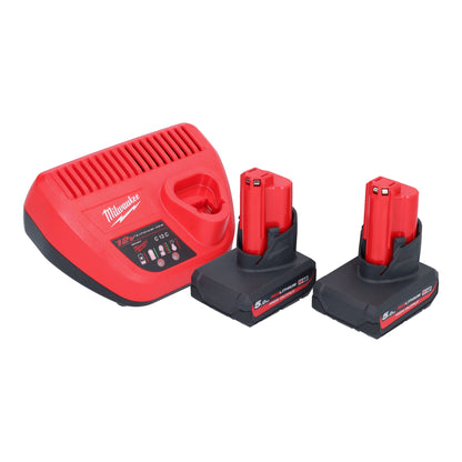 Pistolet à cartouche de batterie Milwaukee M12 PCG/400A-502 12 V 400 ml + 2x batteries 5,0 Ah + chargeur