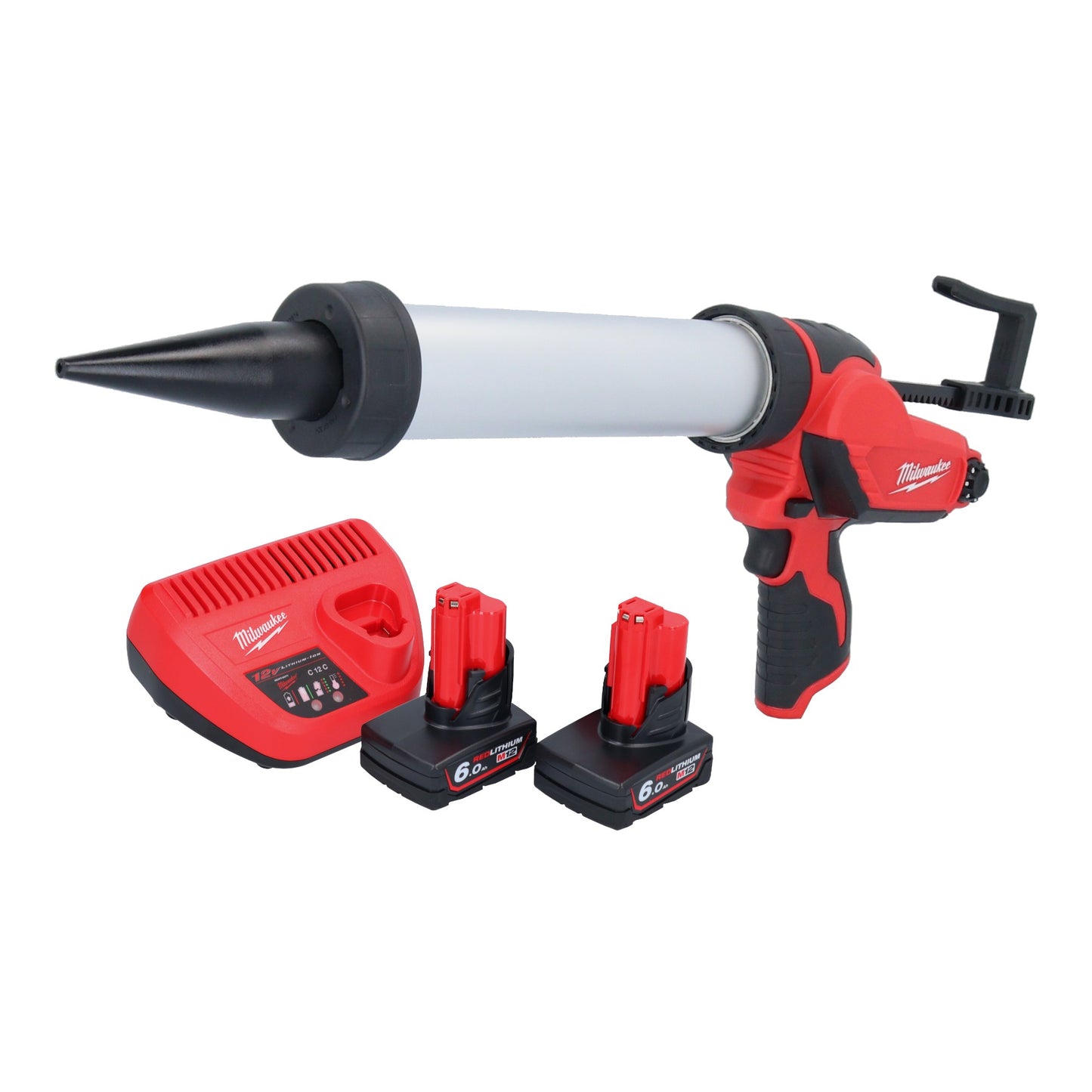 Milwaukee M12 PCG/400A-602 Akku Kartuschenpistole 12 V 400 ml + 2x Akku 6,0 Ah + Ladegerät