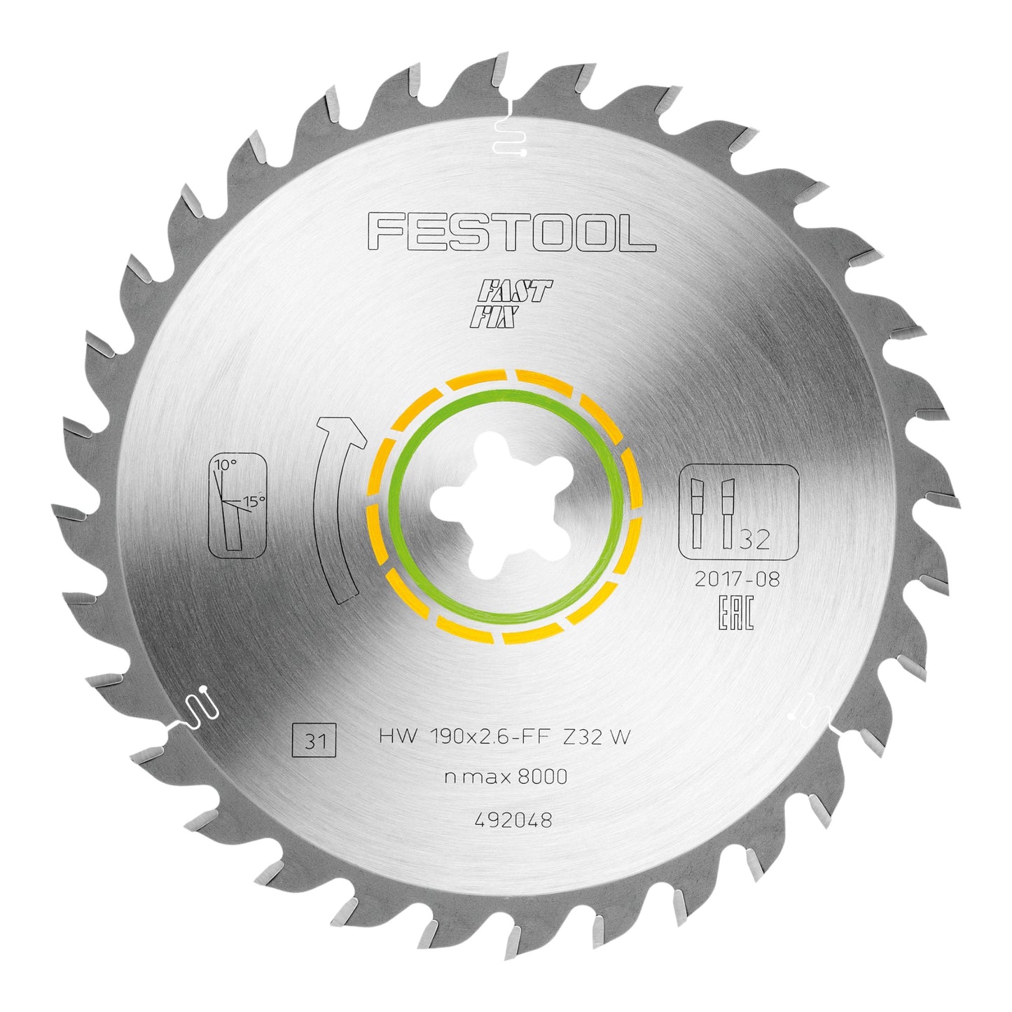 Festool HW 190x2,6 FF W32 lame de scie circulaire WOOD UNIVERSAL 4 pièces (4x 492048) 190 x 2,6 mm 32 dents pour tous les bois, matériaux à base de bois, panneaux de matériaux de construction, panneaux de fibres de plâtre, plastique souple