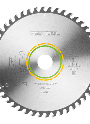 Festool HW 225x2,6x30 W48 Kreissägeblatt WOOD FINE CUT 2 Stk. ( 2x 488289 ) 225 x 2,6 x 30 mm 48 Zähne für Tischlerplatten, Sperrholz, Multiplexplatten, Acrylglas, MDF