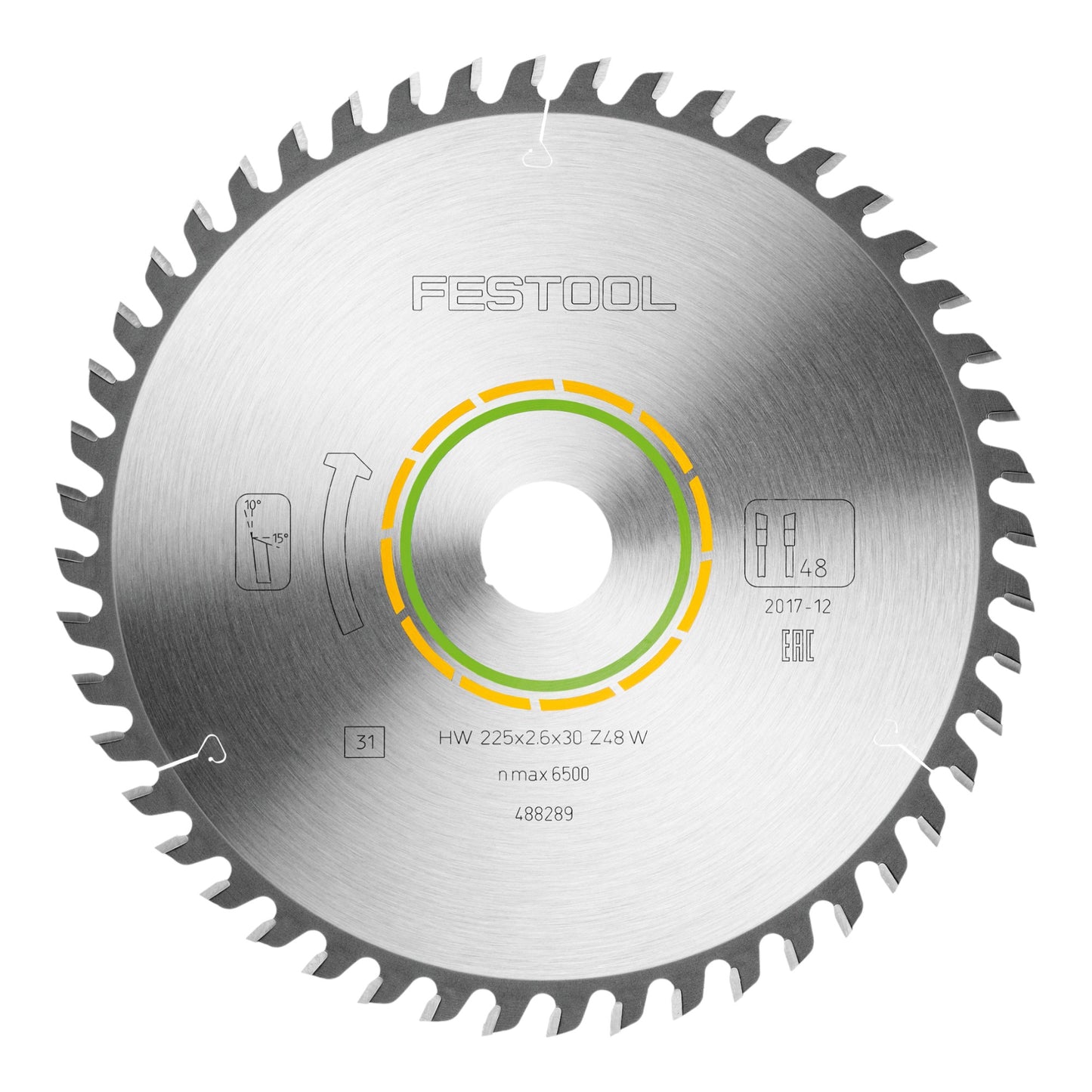 Festool HW 225x2,6x30 W48 lame de scie circulaire WOOD FINE CUT 2 pièces (2x 488289) 225 x 2,6 x 30 mm 48 dents pour panneaux lattés, contreplaqué, panneaux multiplex, verre acrylique, MDF