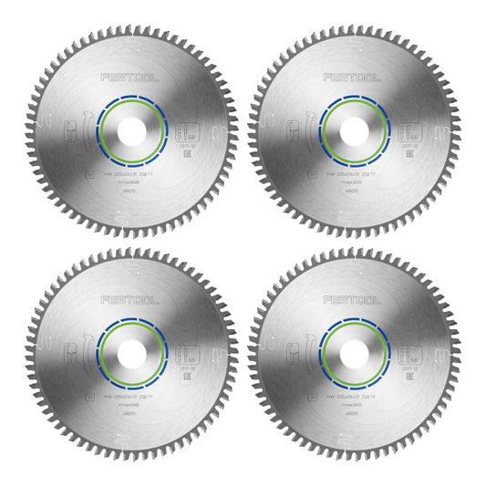 Festool HW 225x2,6x30 TF68 lame de scie circulaire aluminium / plastique 4 pièces (4x 488291) 225 x 2,6 x 30 mm 68 dents pour aluminium, métaux non ferreux, plastiques, PVC