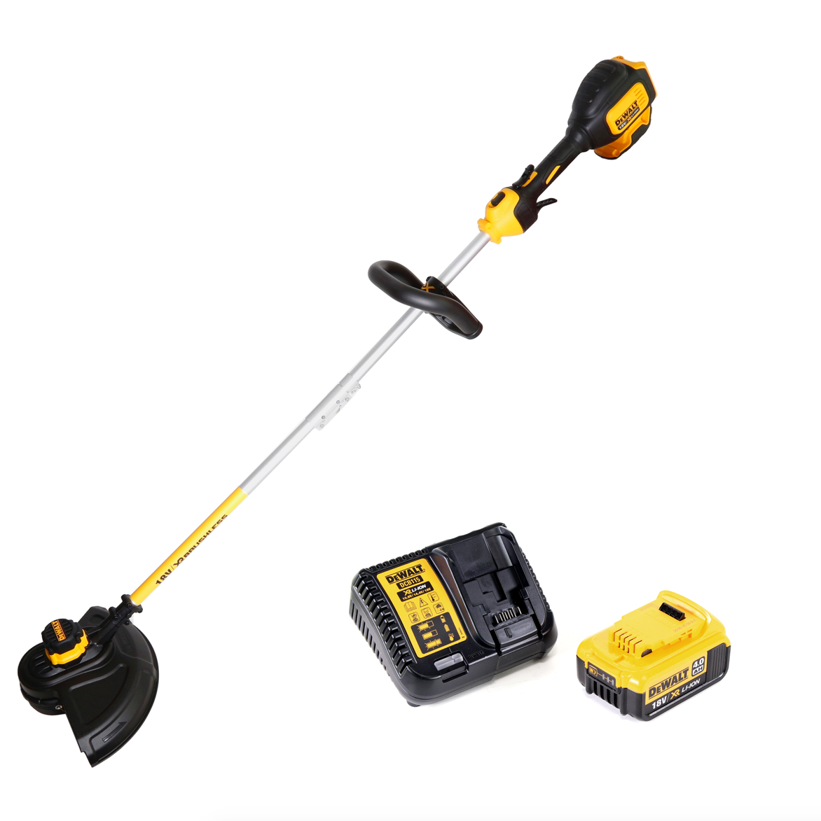 Dewalt DCM 561 PBS 18 V Brushless Li-Ion Akku Rasentrimmer mit geteilter Welle + 1x DCB 182 18V - 4 Ah Li-Ion Akku +  Ladegerät - Toolbrothers