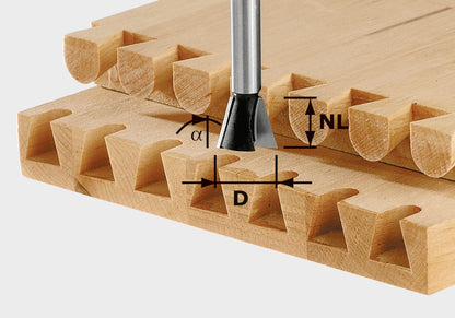 Fraise/fraise à joints Festool HW S8 D14,3/16/10° (491164) pour OF 900, OF 1000, OF 1010, OF 1010 R, OF 1400