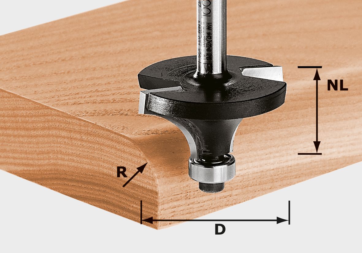 Fraise à arrondir Festool HW S8 D22.7/R5 KL (491012) pour OF 900, OF 1000, OF 1010, OF 1010 R, OF 1400, OF 2000, OF 2200