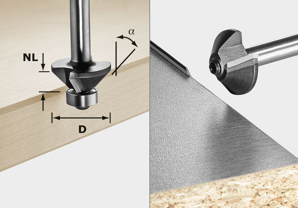 Fraise à chanfreiner Festool S8 HW 45° D26-KL OFK (499799) pour OF 1010, OF 1010 R, OFK 700, MFK 700