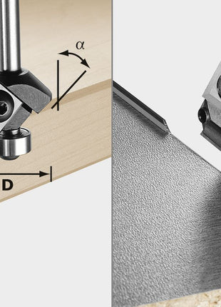 Festool S8 HW 45° D27 12x12 KL insertos cortadores de chaflán (499807) para OF 1010, OF 1010 R, OFK 700, MFK 700