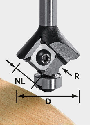 Insertos de fresado para redondear Festool S8 HW R1 D28 KL12.7 MFK (499811) para fresadora de cantos modular MFK 700 EQ/B-Plus