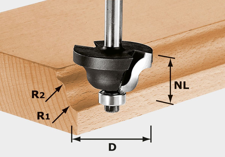 Fraise à double rayon Festool HW S8 D38.1/R6.35/R6.35 (491030) pour OF 900, OF 1000, OF 1010, OF 1010 R, OF 1400, OF 2000, OF 2200