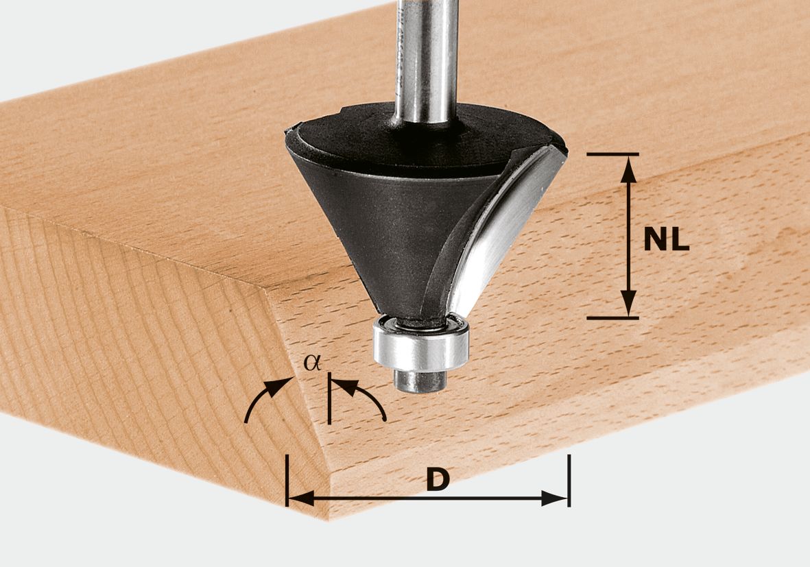 Fraise à chanfreiner Festool HW S8 D38,5/23/30° (491133) pour OF 900, OF 1000, OF 1010, OF 1010 R, OF 1400, OF 2000, OF 2200