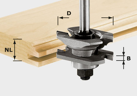 Fraise à rainurer profilé Festool HW S8 D46 x D12-NT (490645) pour OF 900, OF 1000, OF 1010, OF 1010 R, OF 1400, OF 2000, OF 2200