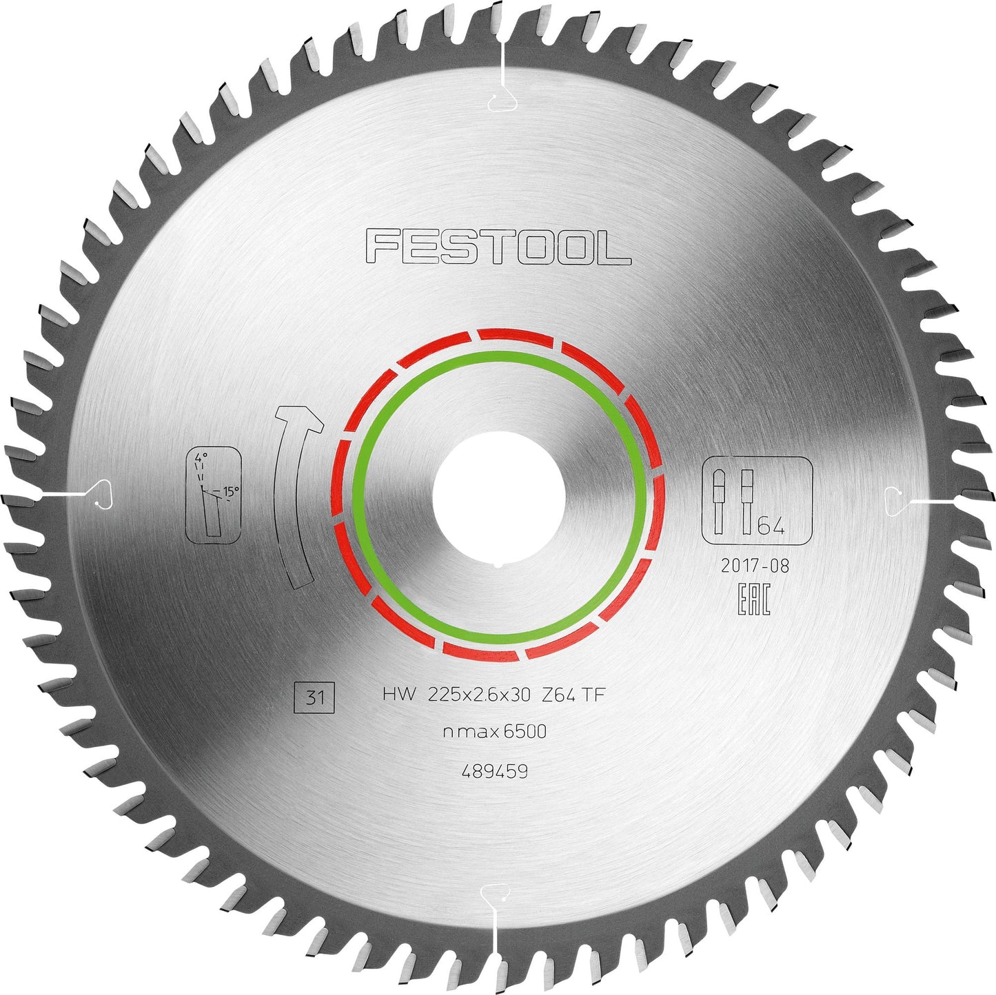 Lame de scie circulaire Festool HW 225x2,6x30 TF64 STRATIFIÉ/HPL (489459) pour CS 70