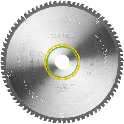 Lame de scie circulaire Festool HW 260x2,5x30 W80 WOOD FINE CUT (494605) pour KS 120, KS 88