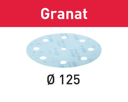 Festool STF D125/8 P1000 GR/50 disque abrasif grenat (497180) pour RO 125, ES 125, ETS 125, ETSC 125, ES-ETS 125, ES-ETSC 125, ETS EC 125, LEX 125