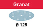 Festool STF D125/8 P120 GR/10 disque abrasif grenat (497148) pour RO 125, ES 125, ETS 125, ETSC 125, ES-ETS 125, ES-ETSC 125, ETS EC 125, LEX 125