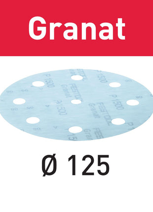 Disco abrasivo Festool STF D125/8 P1500 GR/50 granate (497182) para RO 125, ES 125, ETS 125, ETSC 125, ES-ETS 125, ES-ETSC 125, ETS EC 125, LEX 125