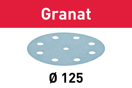 Festool STF D125/8 P180 GR/10 disque abrasif grenat (497149) pour RO 125, ES 125, ETS 125, ETSC 125, ES-ETS 125, ES-ETSC 125, ETS EC 125, LEX 125