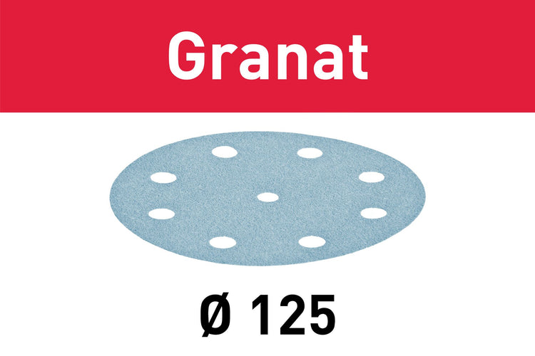 Festool STF D125/8 P180 GR/10 disque abrasif grenat (497149) pour RO 125, ES 125, ETS 125, ETSC 125, ES-ETS 125, ES-ETSC 125, ETS EC 125, LEX 125