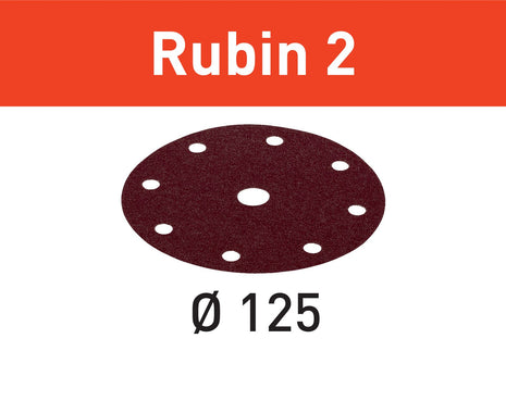 Disco abrasivo Festool STF D125/8 P180 RU2/50 Ruby 2 (499099) para RO 125, ES 125, ETS 125, ETSC 125, ES-ETS 125, ES-ETSC 125, ETS EC 125, LEX 125