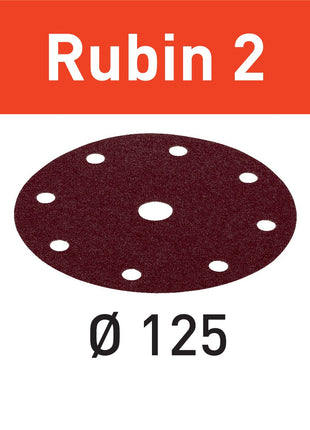 Disco abrasivo Festool STF D125/8 P60 RU2/10 Ruby 2 (499102) para RO 125, ES 125, ETS 125, ETSC 125, ES-ETS 125, ES-ETSC 125, ETS EC 125, LEX 125