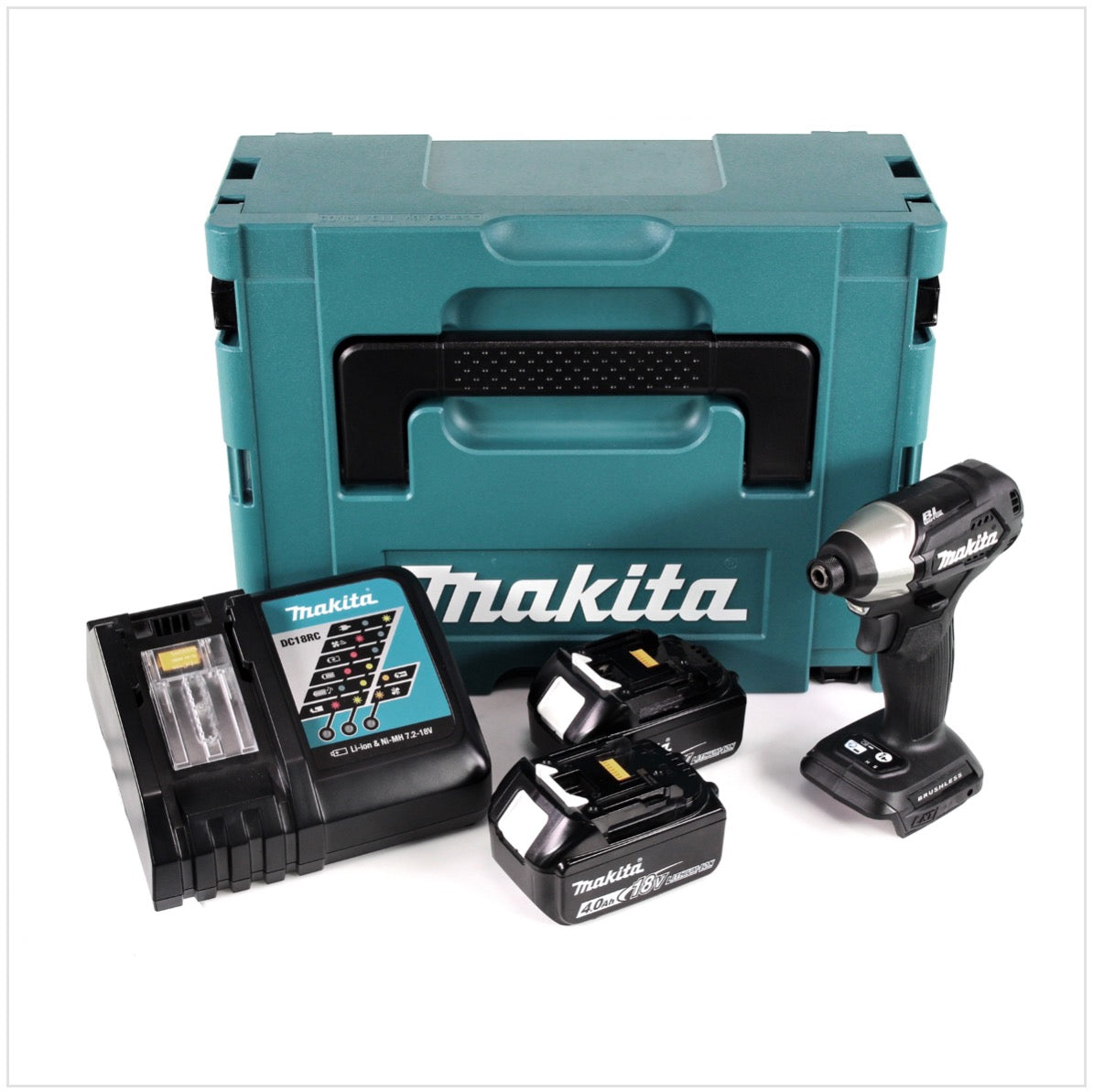 Makita DTD 155 RMJB Akku Schlagschrauber 18 V Brushless Sonderausgabe schwarz im MAKPAC + 2x BL 1840 B 4,0 Ah Akku + 1x DC 18 RC Ladegerät - Toolbrothers