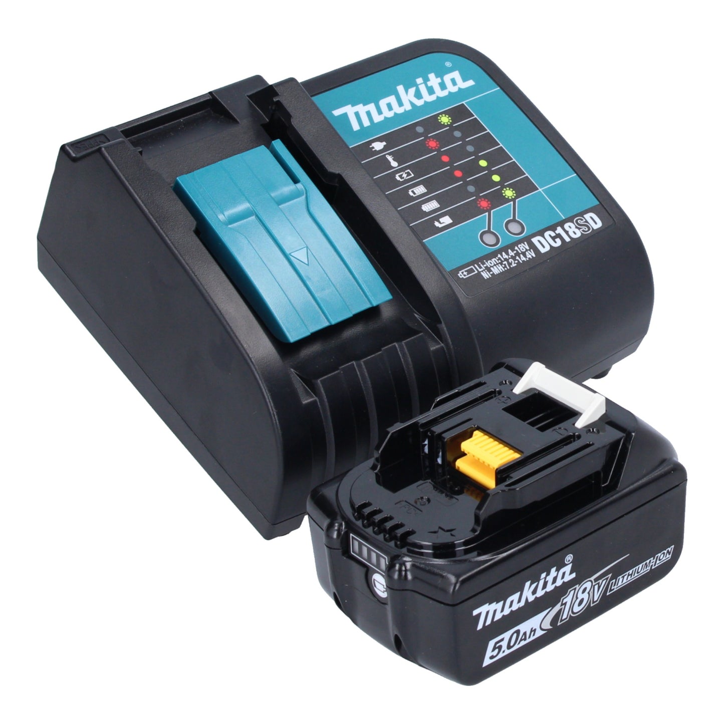 Makita DML 812 ST1 projecteur à main sur batterie 18 V 1250 lm LED vert olive édition spéciale aventure en plein air + 1x batterie 5,0 Ah + chargeur