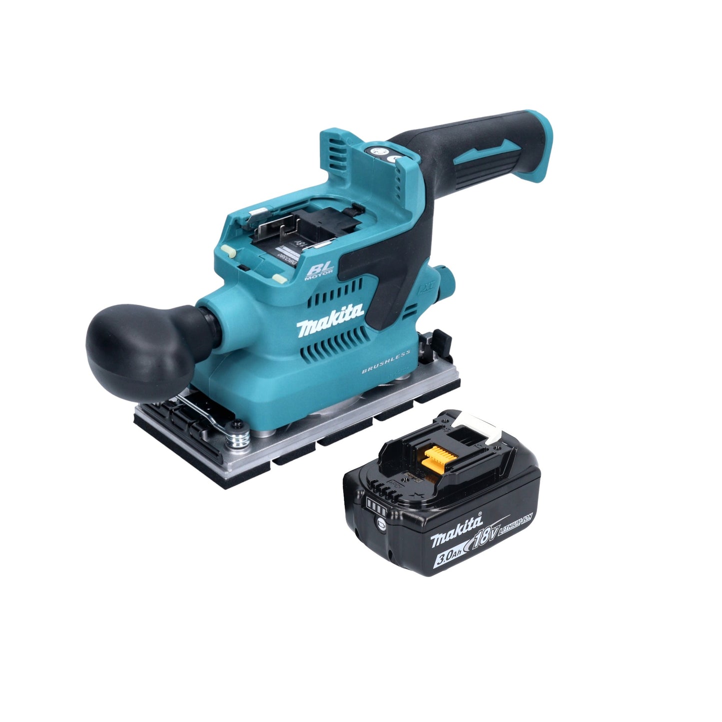 Makita DBO 380 F1 Ponceuse orbitale sur batterie 18 V 93 x 185 mm sans balais + 1x batterie 3,0 Ah - sans chargeur