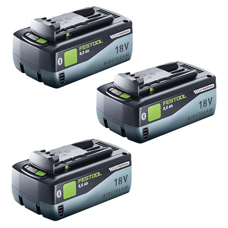 Jeu de batteries Festool 3x batterie BP 18 Li 8,0 HP-ASI 18 V 8,0 Ah (3x 577323) 8000 mAh Li-Ion avec indicateur de niveau de charge