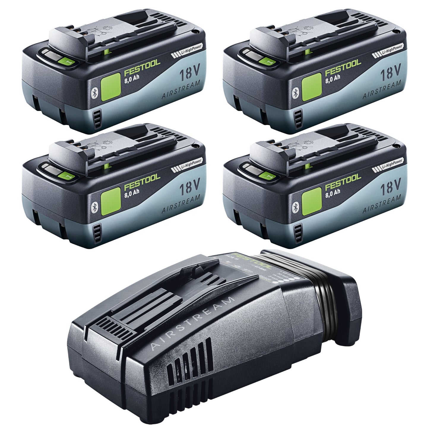 Kit d'énergie Festool 18V 4x8.0/SCA16 4x batterie 18 V 8,0 Ah (4x 577323) + chargeur (576953)