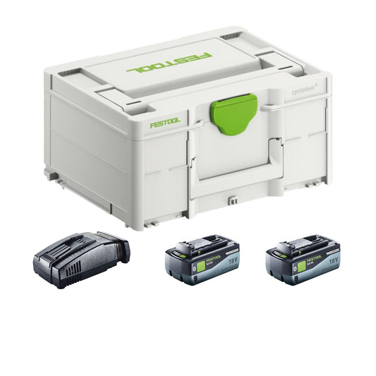 Festool SYS 18V 2x8,0/SCA16 Energie Set ( 577327 ) 2x Akku 18 V 8,0 Ah + Ladegerät + Systainer