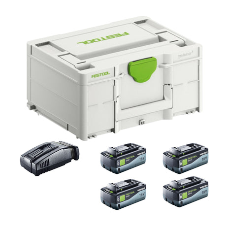 Festool SYS 18V 4x8.0/SCA16 set d'énergie 4x batterie 18 V 8,0 Ah (4x 577323) + chargeur (576953) + systainer