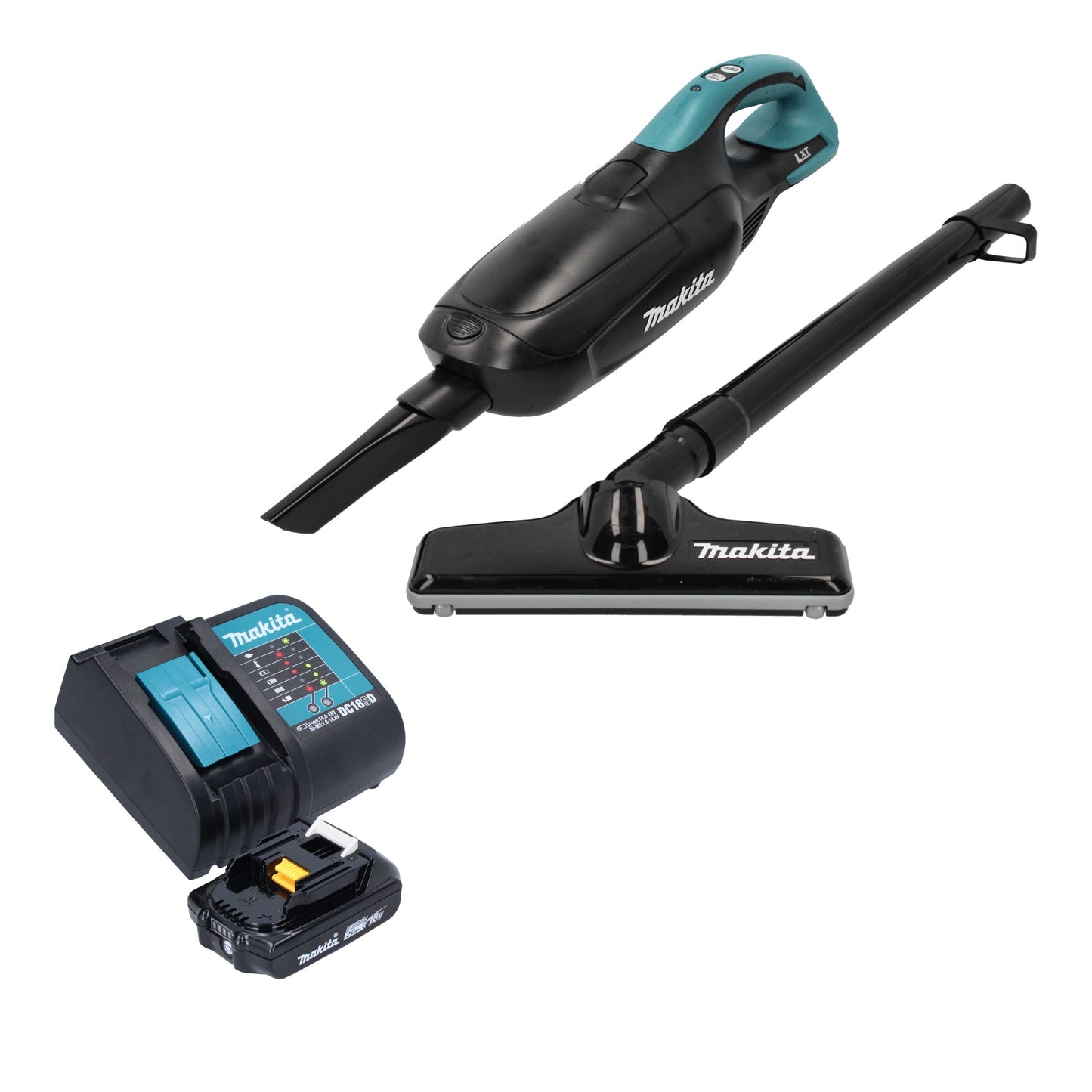 Makita DCL 182 SA1 B Akku Staubsauger 18 V Schwarz + 1x Akku 2,0 Ah + Ladegerät