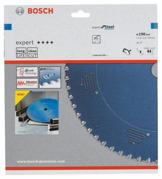 Bosch Kreissägeblatt Expert for Steel, 190 x 20 x 2,0 mm, 40 ( 2608643056 )