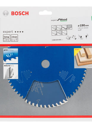 Lame de scie circulaire Bosch Expert for Wood 190 x 20 x 2,6 mm 56 dents pour le bois (2608644046)