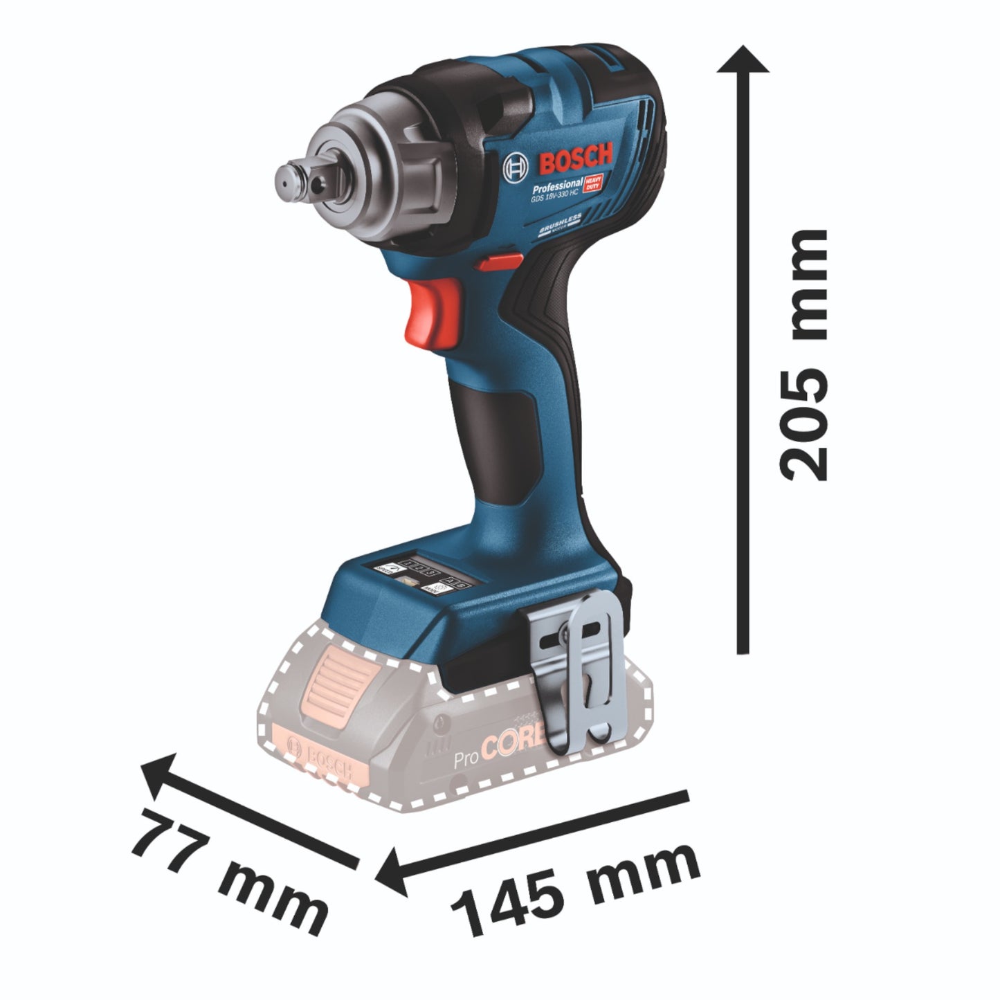 Bosch GDS 18 V HC Akku Drehschlagschrauber 330 Nm ( 06019L5003 ) + L-Boxx + 2x Akku 5,0 Ah + Ladegerät