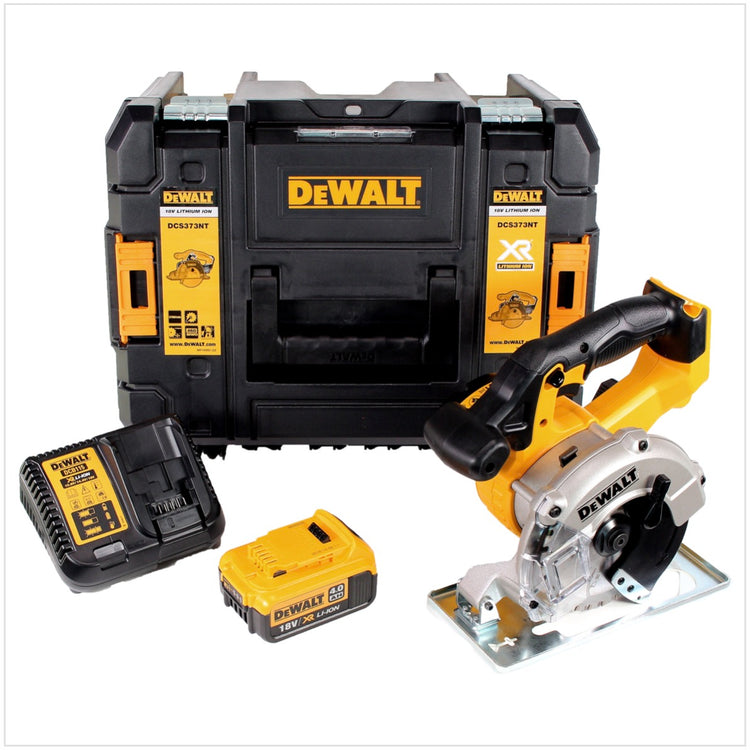 Dewalt DCS 373 M1 Akku Metall Kreissäge 18 V 140 mm + 1x Akku 4,0 Ah + Ladegerät + Sägeblatt + TSTAK - Toolbrothers