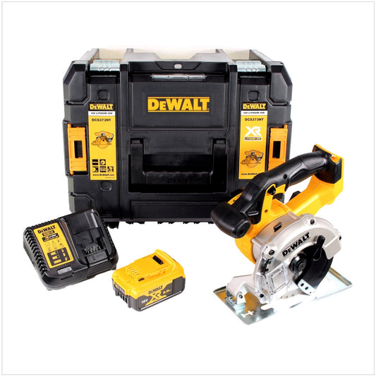 Dewalt DCS 373 P1 Akku Metall Kreissäge 18 V 140 mm + 1x Akku 5,0 Ah + Ladegerät + Sägeblatt + TSTAK - Toolbrothers